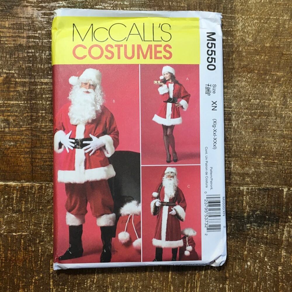 McCalls Sewing Pattern M5550 Professional Santa Claus Suit Costume XL-XXXL UNCUT